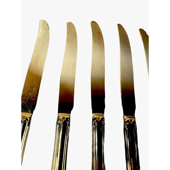 FB Rogers Golden Plated Electroplate American Chipendale Flat 5 Butter Cutters - Picture 11 of 14